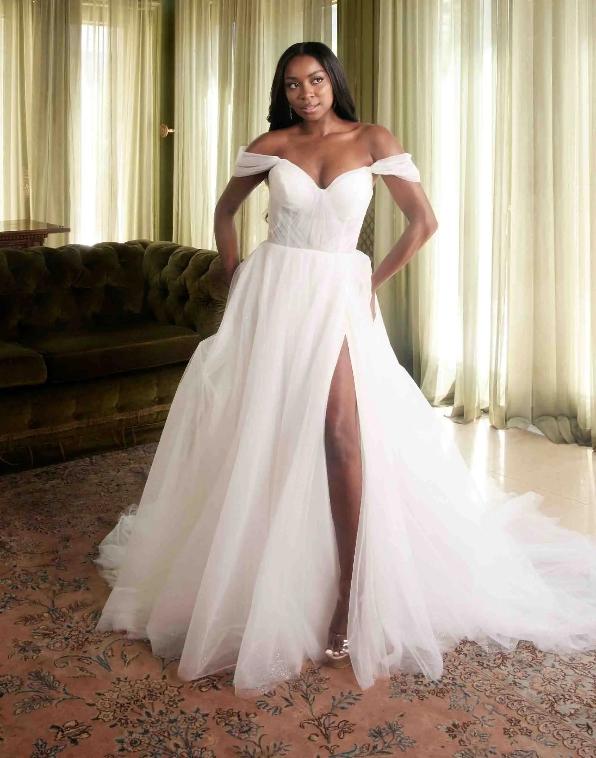 Model wearing an Sophia Thomas Brides dresses